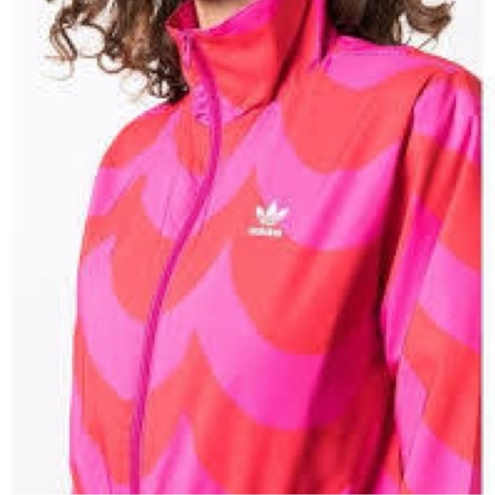 Adidas Pink Bomber Jacket with Dynamic Wave Design